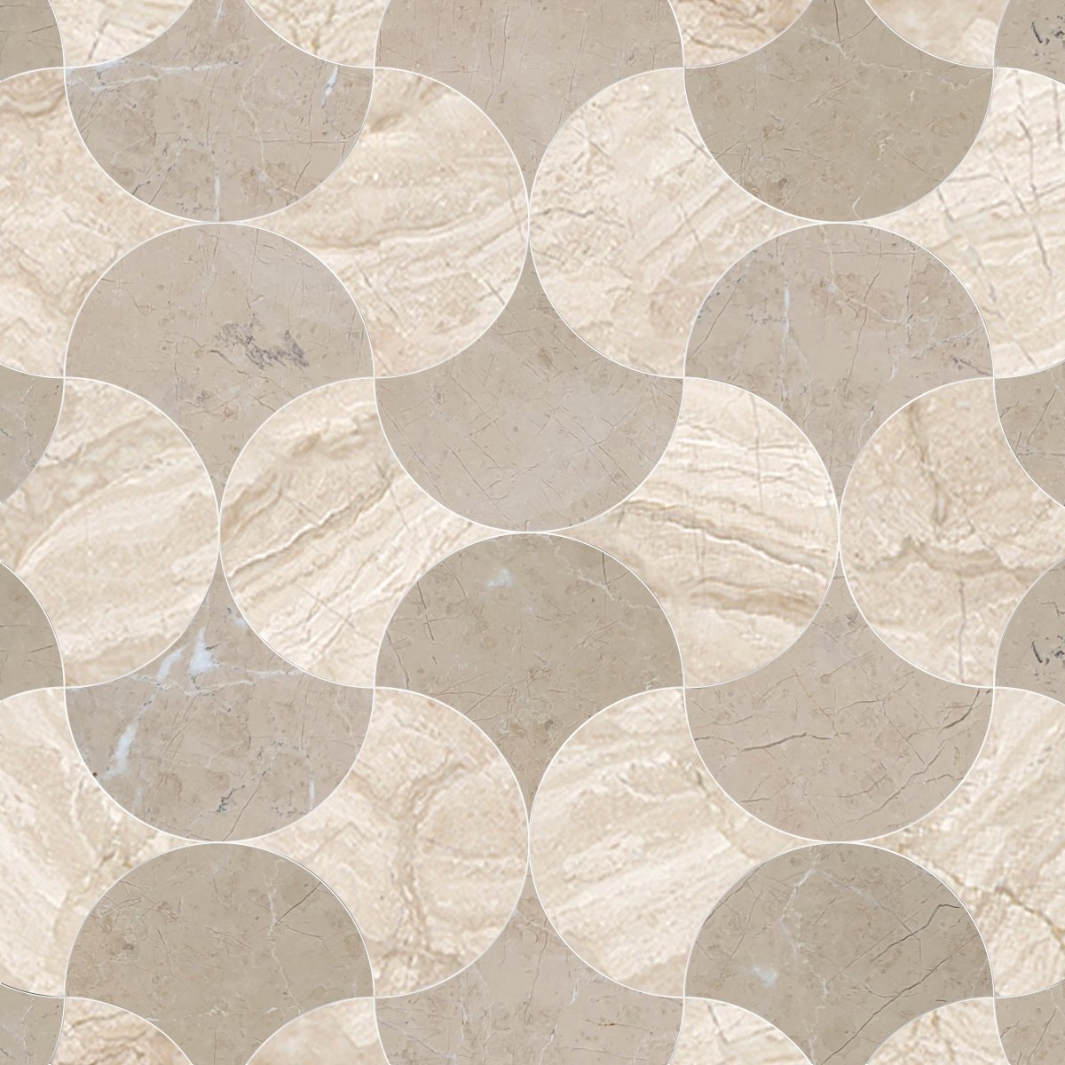 Couture Scallop Mood Royale Stone Waterjet Mosaic