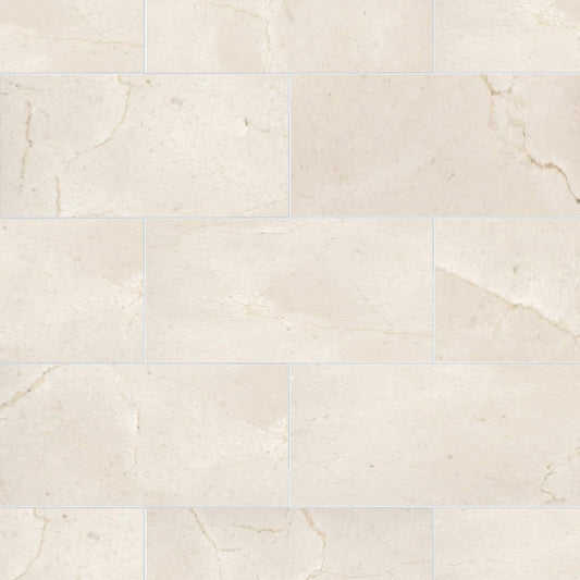 Crema Marfil Honed Marble Field Tile 6''x12''x3/8''