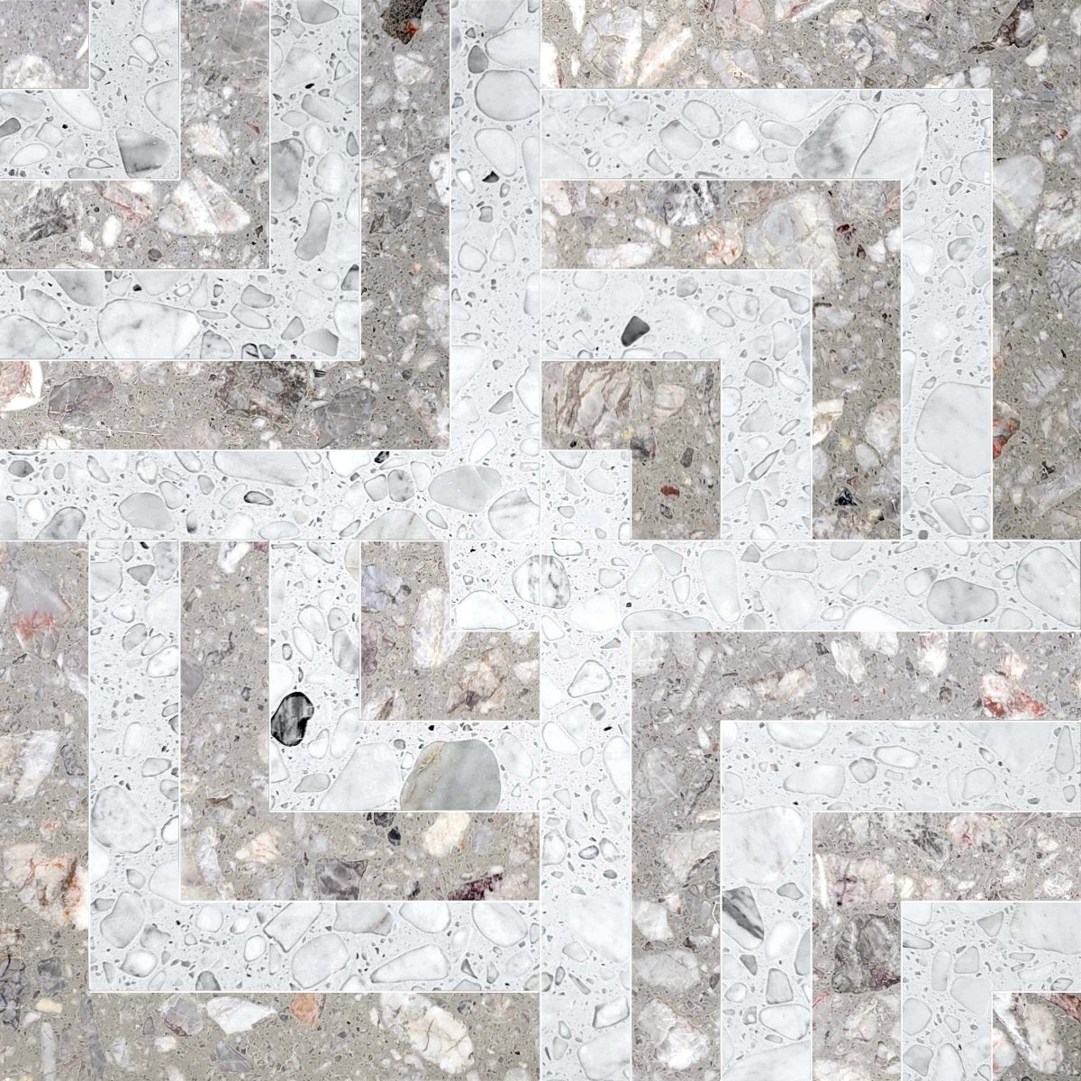 Decoline Salma Bianco Geometric Terrazzo Waterjet Mosaic