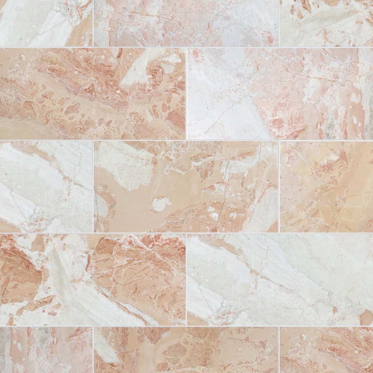 Desert Peach Polished Marble Field Tile 6''x12''x3/8''