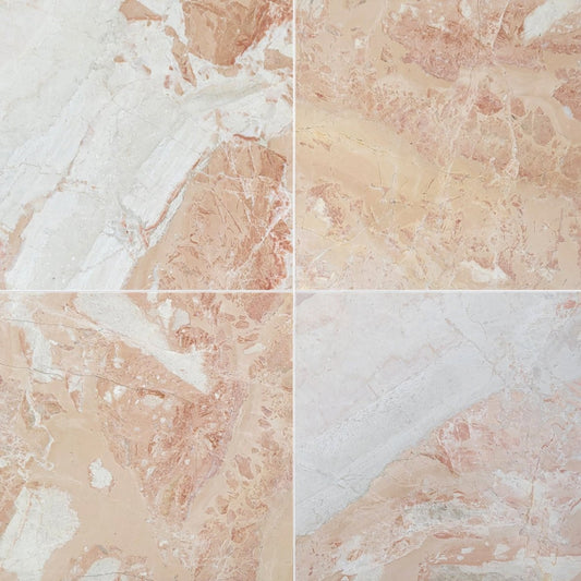 Desert Peach Polished Marble field Tile 12''x12''x3/8''