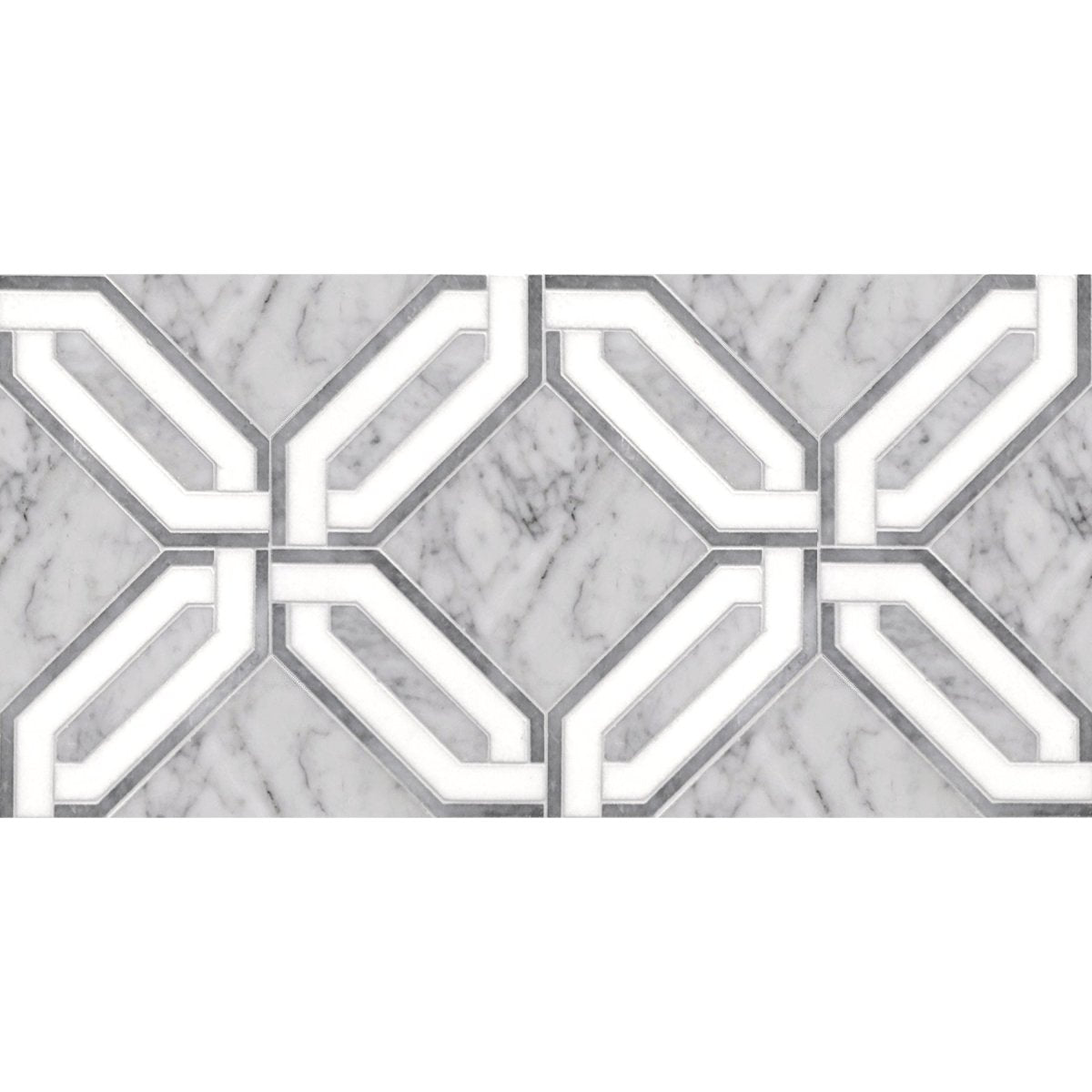 Effusion Janice Geometric 9'' Stone Waterjet Mosaic Border