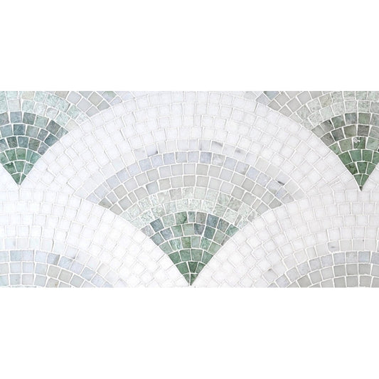 Fan Ombre Mint 10 1/4" Stone Mosaic Border