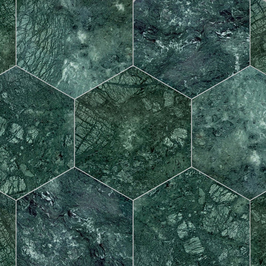 Forest Green Marble 10 1/2'' Hexagon