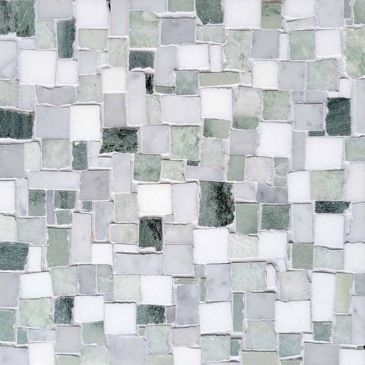 Hand-Cut Grey & Green Mosaic Tile