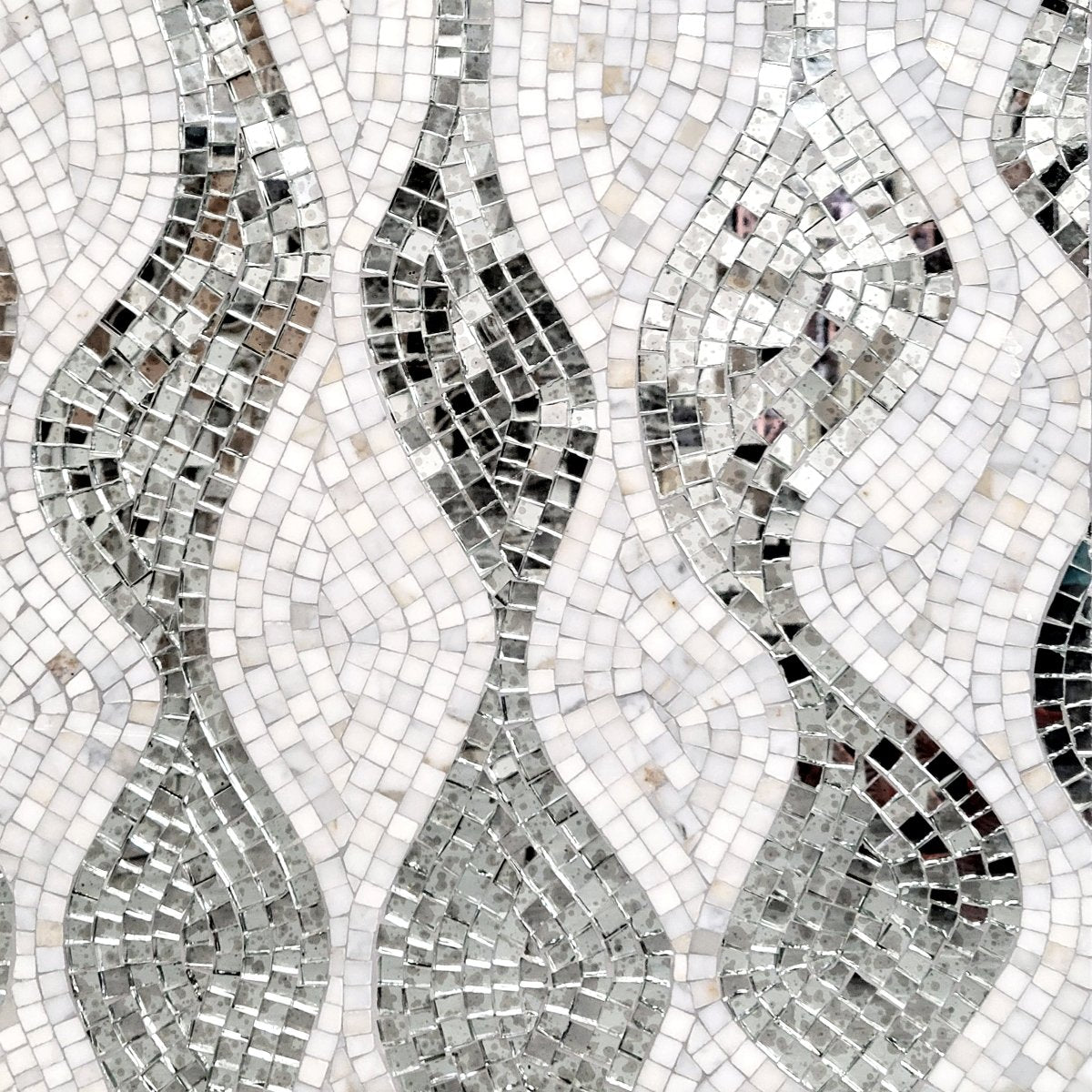 Glitz Uxma Wave Stone and Antique Mirror Mosaic
