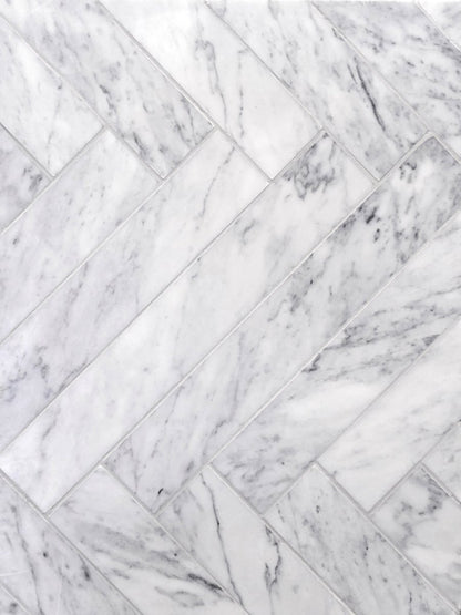 Herringbone Carrara 2''x12'' Stone Mosaic