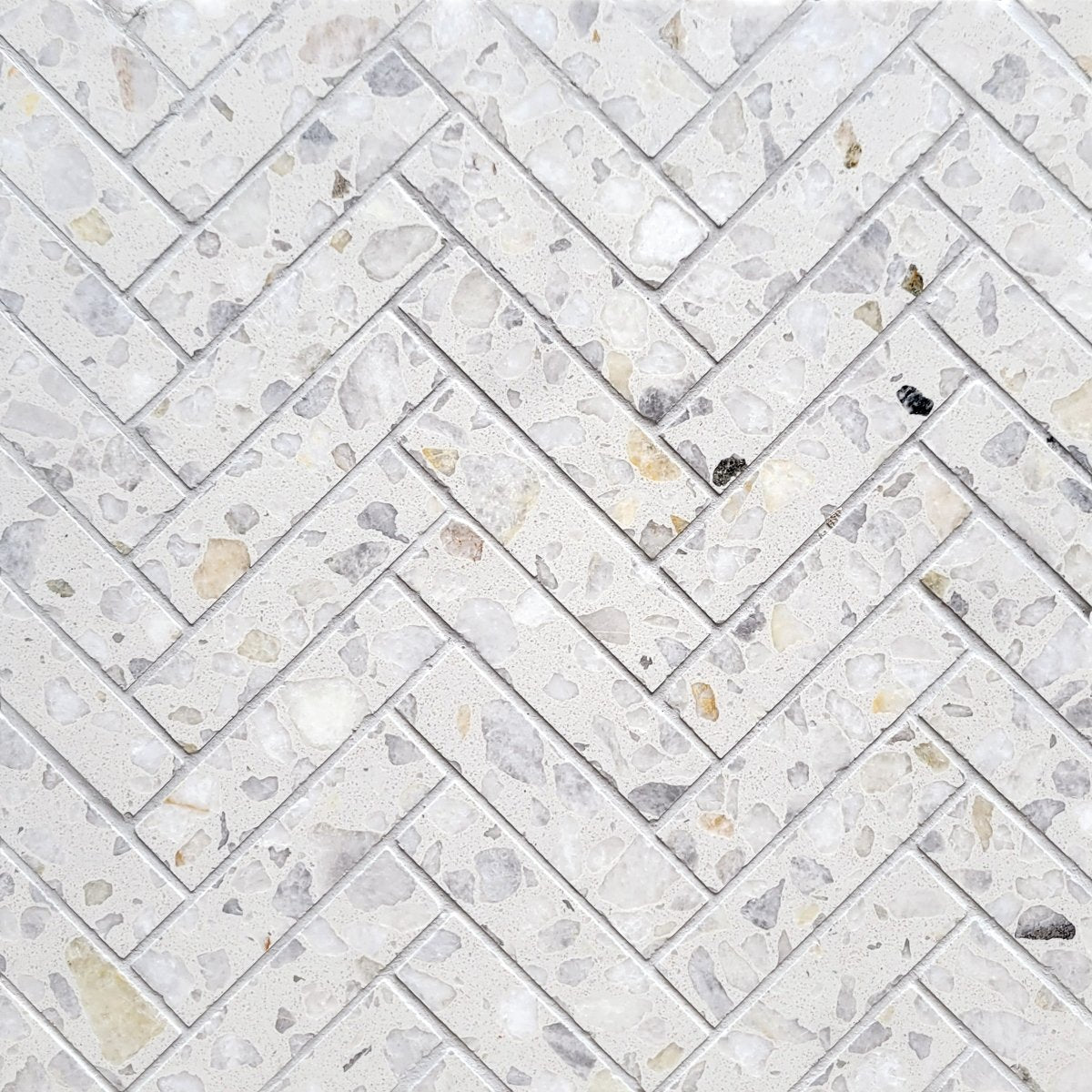 Herringbone Dune Marble Terrazzo Honed 1''x4'' Stone Mosaic
