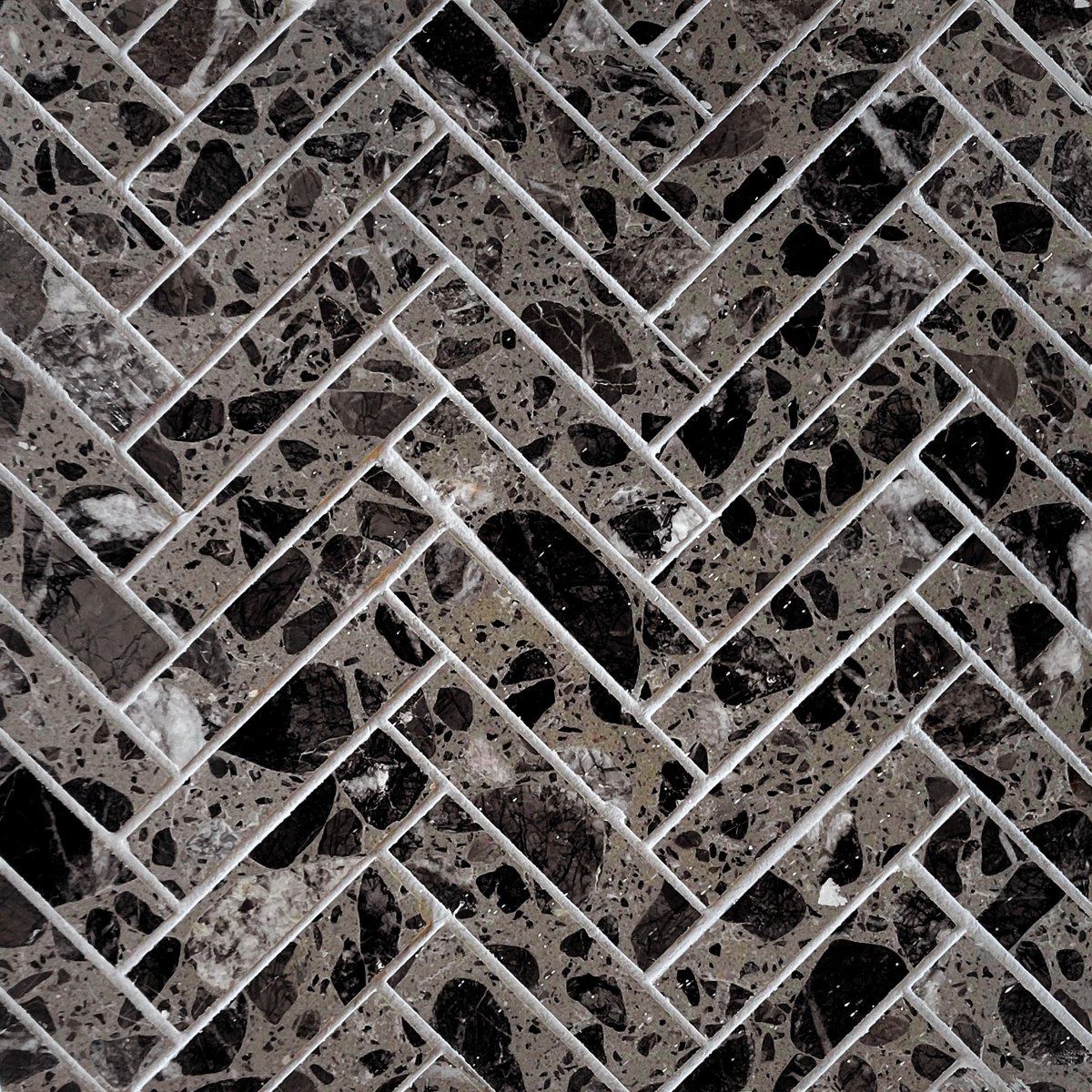 Herringbone River Marble Terrazzo Honed 1''x4'' Mosaic
