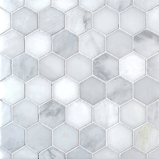 Hexagon Asian White 2'' Stone Mosaic