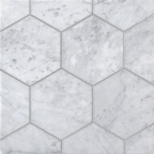 Hexagon Carrara 4 3/4'' Stone Mosaic