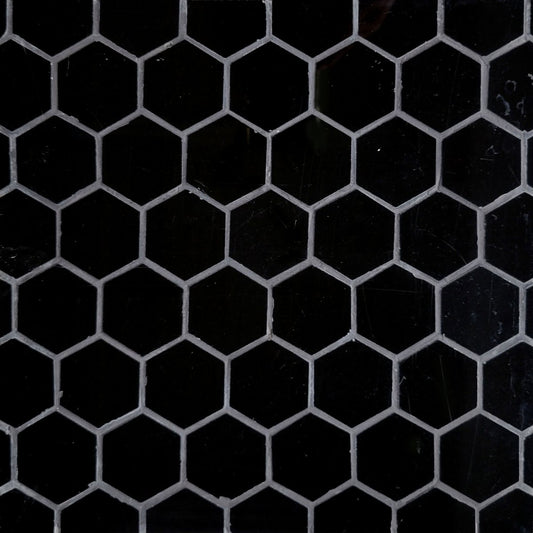 Hexagon Pure Black 2'' Stone Mosaic