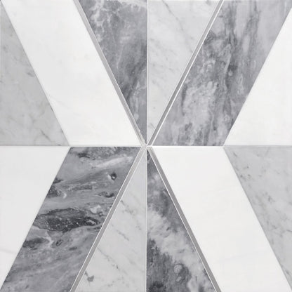 Geometric Stone & Metal Waterjet Mosaic