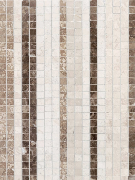 Linea Maroon Striped Stone Mosaic
