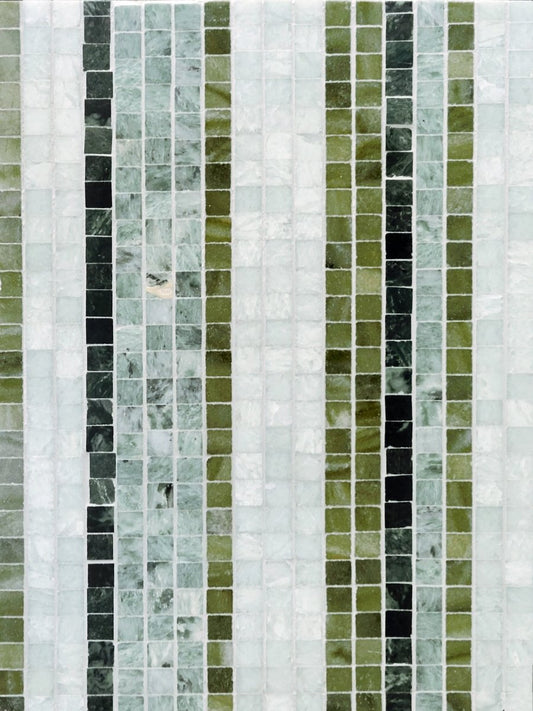 Linea Verde Striped Stone Mosaic