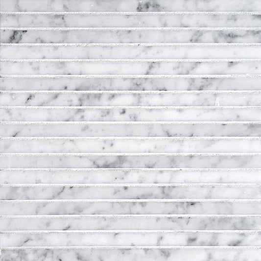 Linear Carrara 5/8''x12'' Stone Mosaic
