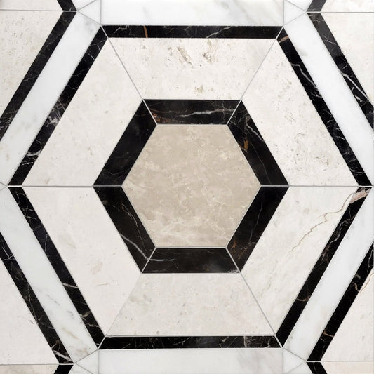 Decoline Majectic Hexagon Stone Waterjet Mosaic