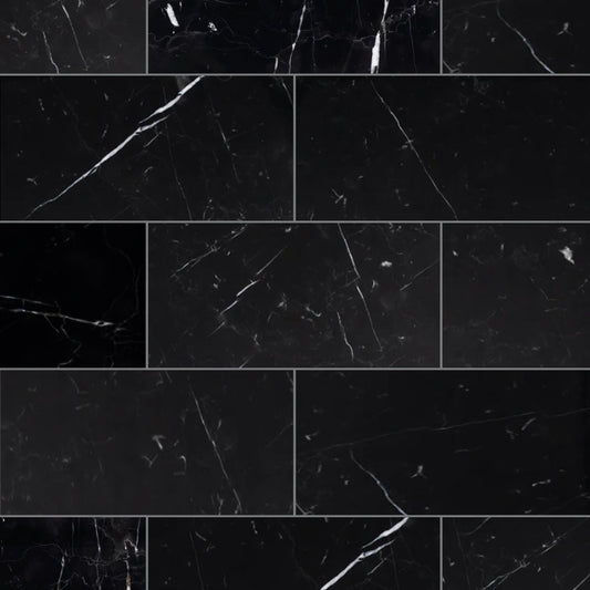 Nero Marquina Honed Marble Field Tile 6''x12''x3/8''