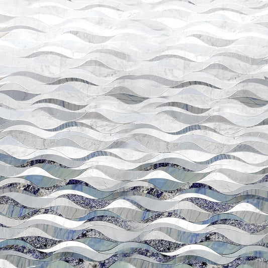 Curv Ocean Ombre Wave Stone Waterjet Mosaic
