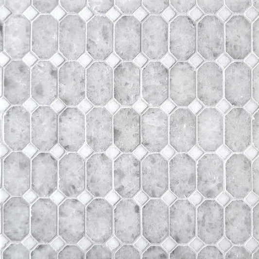 Octagon Naxos White with Thassos Dot 2'' Stone Mosaic