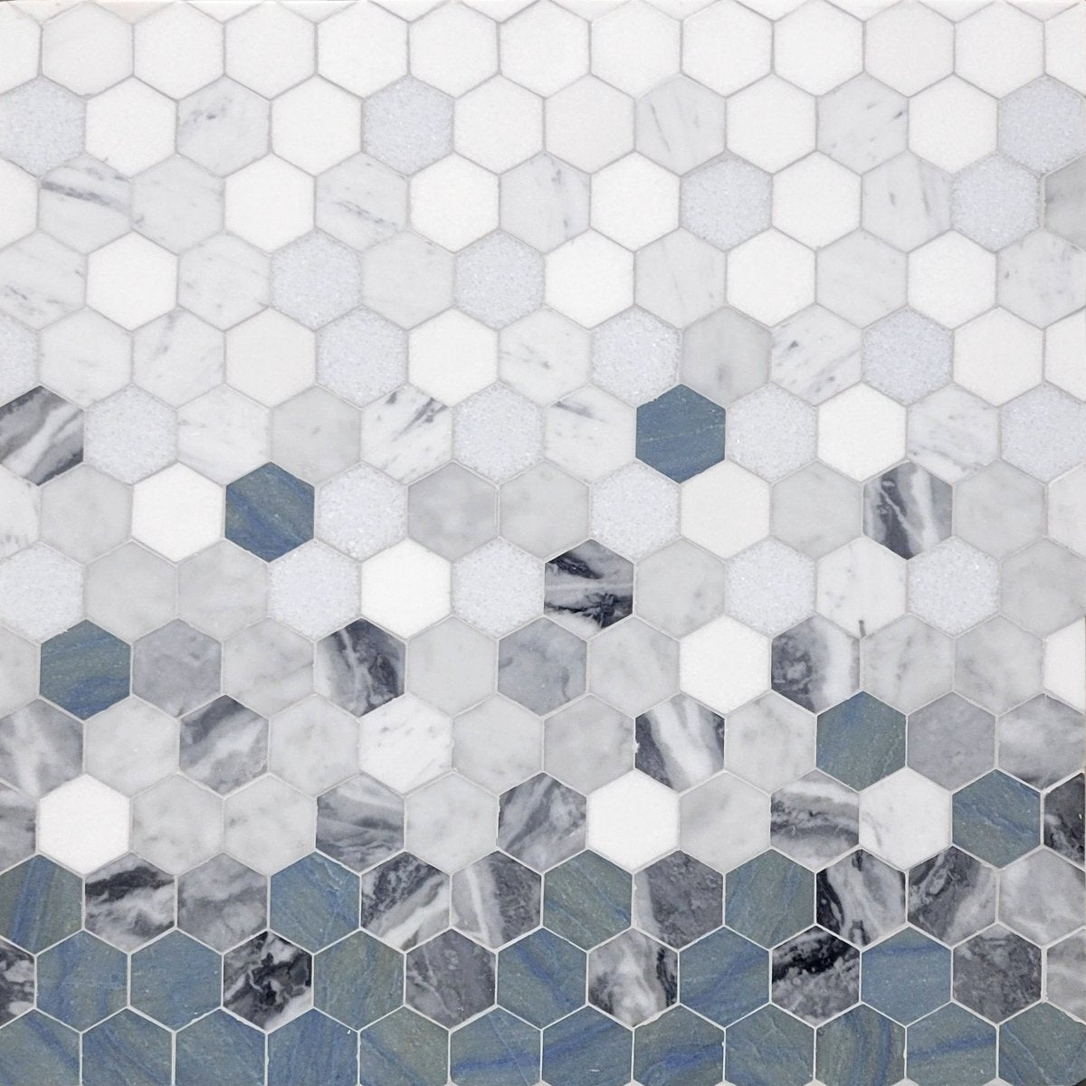 Ombre Hexagon Azul Stone Mosaic