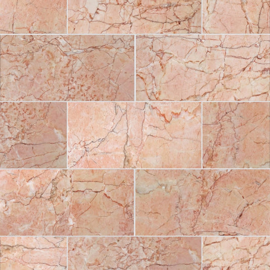 Pacific Peach Polished Marble Field Tile 6''x12''x3/8''