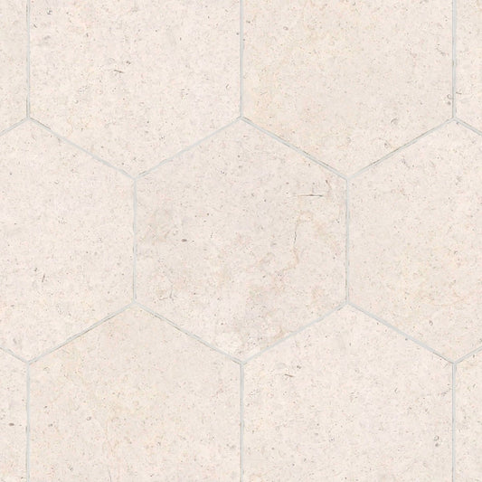 Palazzo Blond Belgian Brushed Antique Limestone 7'' Hexagon