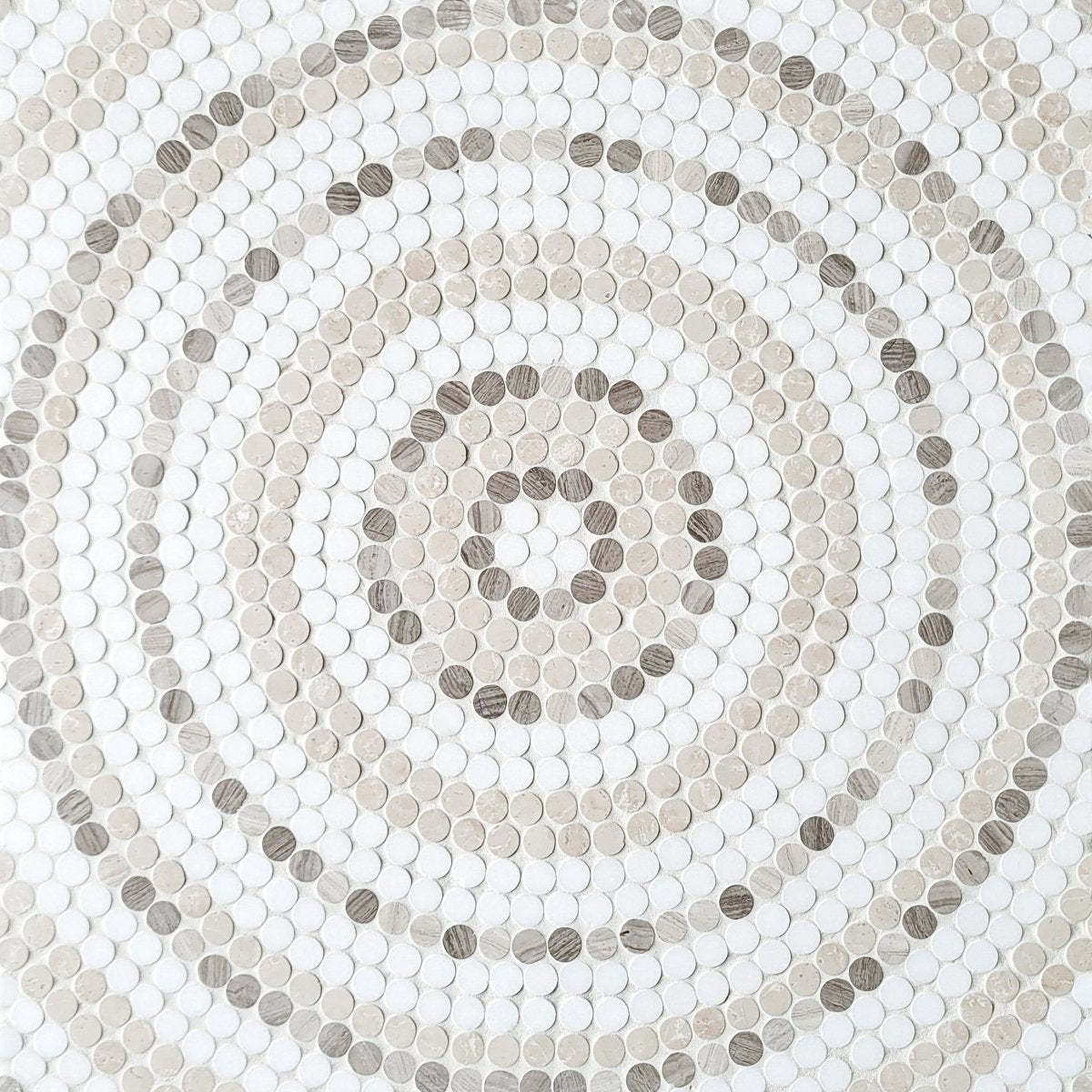 Beige-cream Circle Penny Round Mosaic