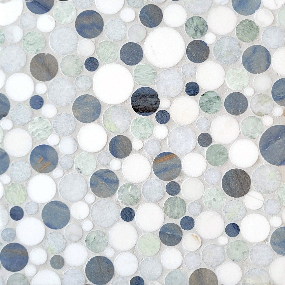 Blue Penny Round Mosaic Tile