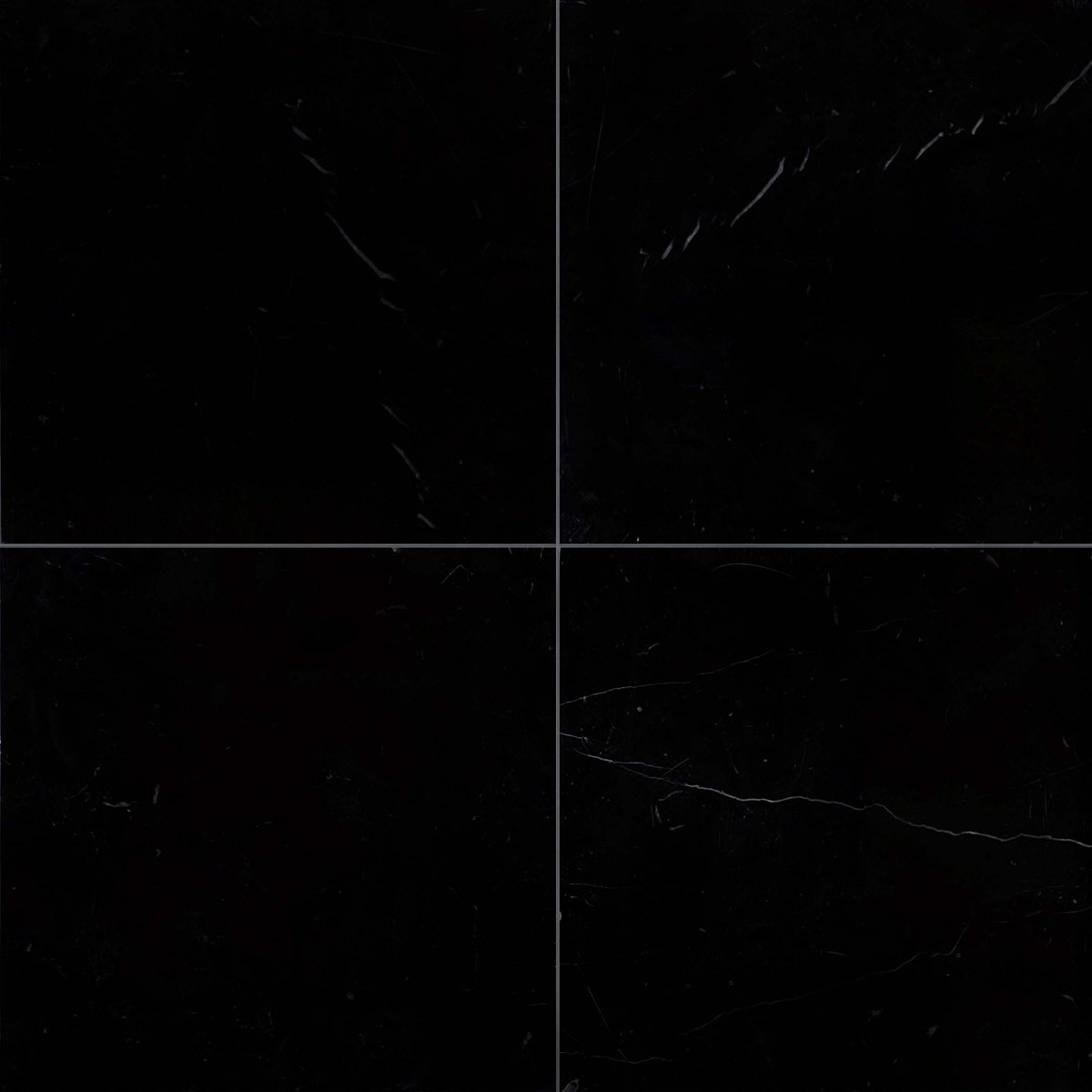 Pure Black Polished Marble Field Tile 12''x12''x3/8''
