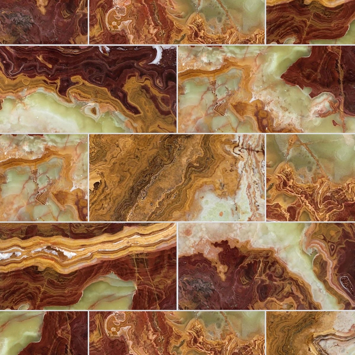 Red Multi Color Polished Onyx Field Tile 6''x12''x3/8''