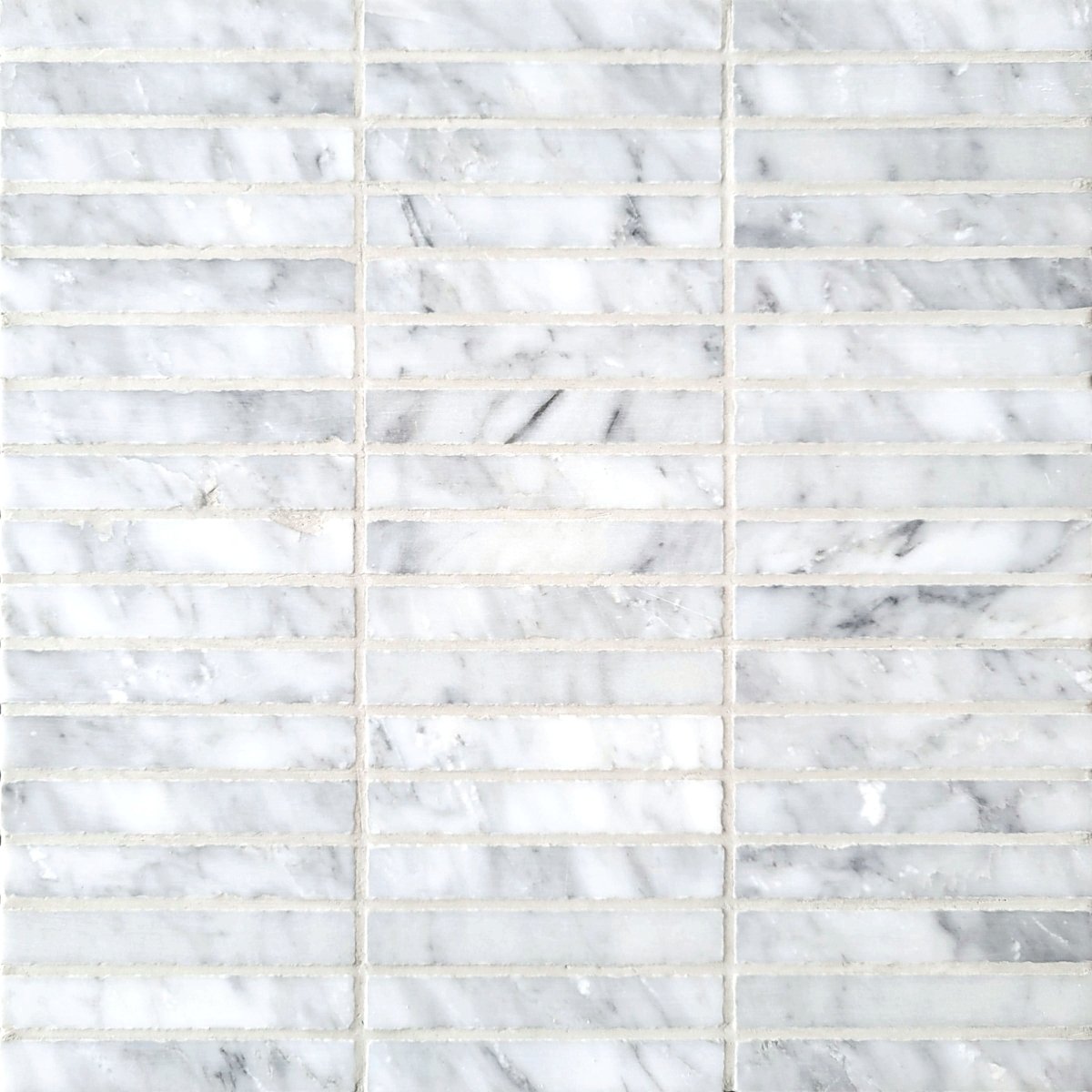 Stacked Asian White 5/8''x3'' Stone Mosaic