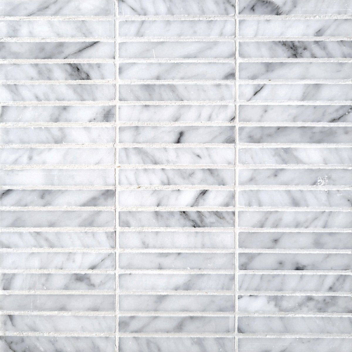 Stacked Carrara 5/8''x3'' Stone Mosaic