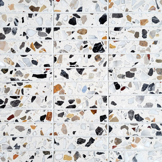 Stacked Graphite Marble Terrazzo Honed 1''x4'' Mosaic
