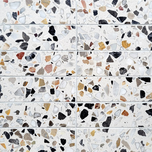 Stacked Graphite Marble Terrazzo Honed 2''x6'' Mosaic