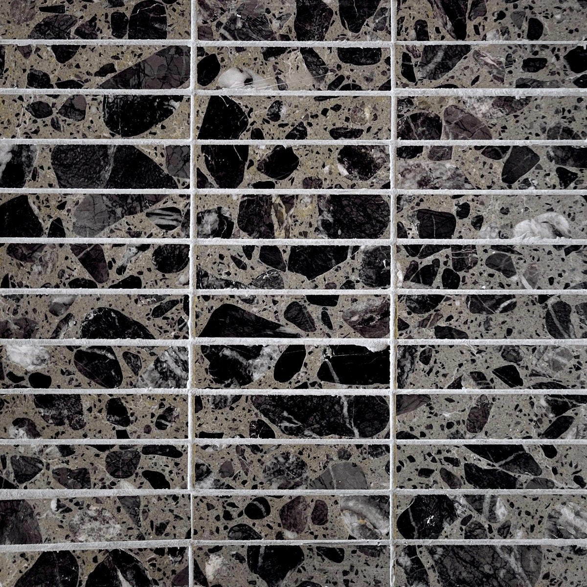 Stacked River Marble Terrazzo Honed 1''x4'' Stone Mosaic