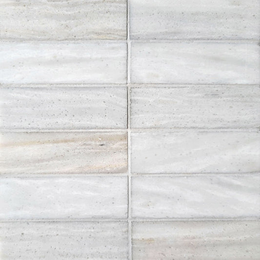 Stacked Siberian White 2''x6'' Stone Mosaic