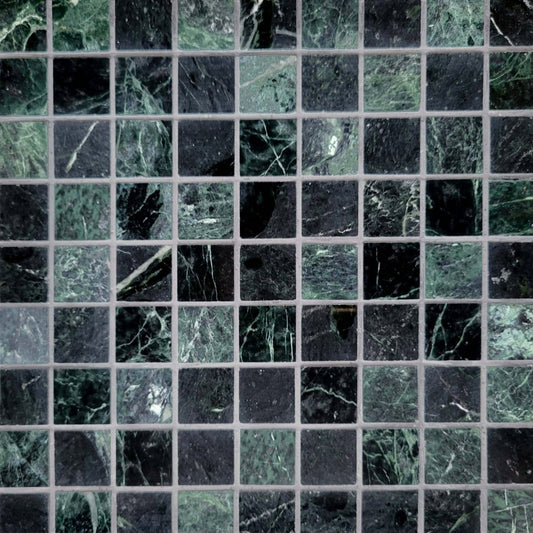 Straight Empress Green 1 1/4''x1 1/4'' Stone Mosaic