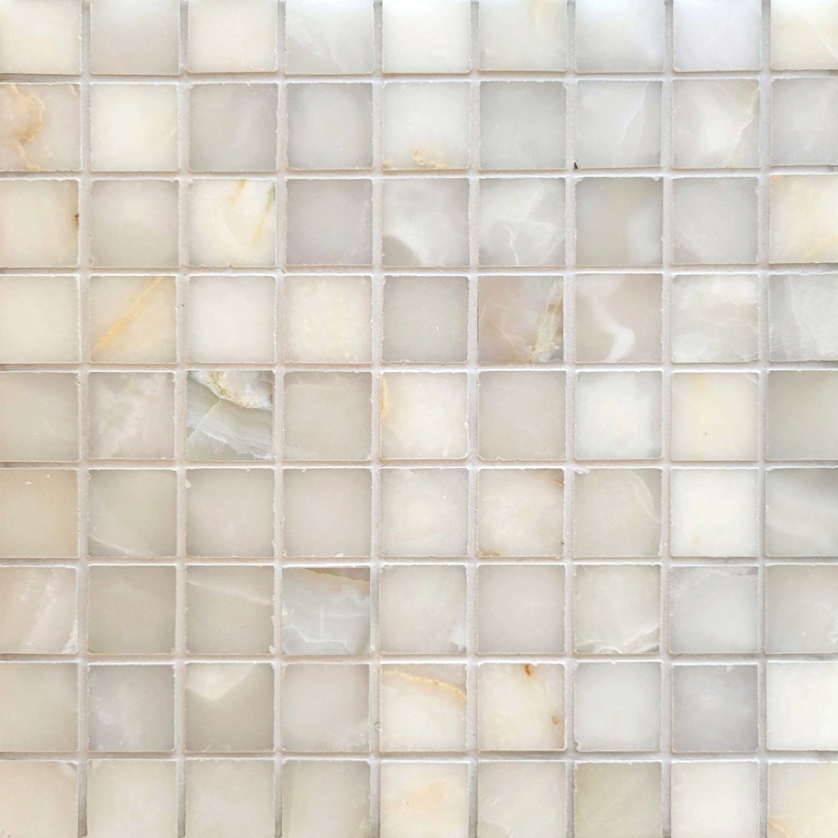 Straight White Onyx 1 1/4''x1 1/4'' Stone Mosaic