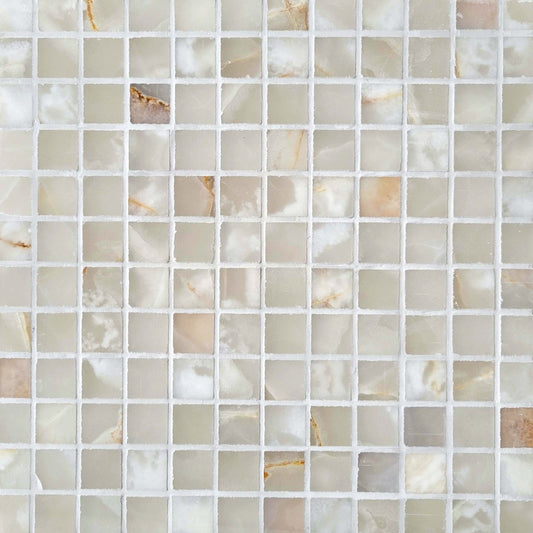 Straight White Onyx 1''x1'' Stone Mosaic