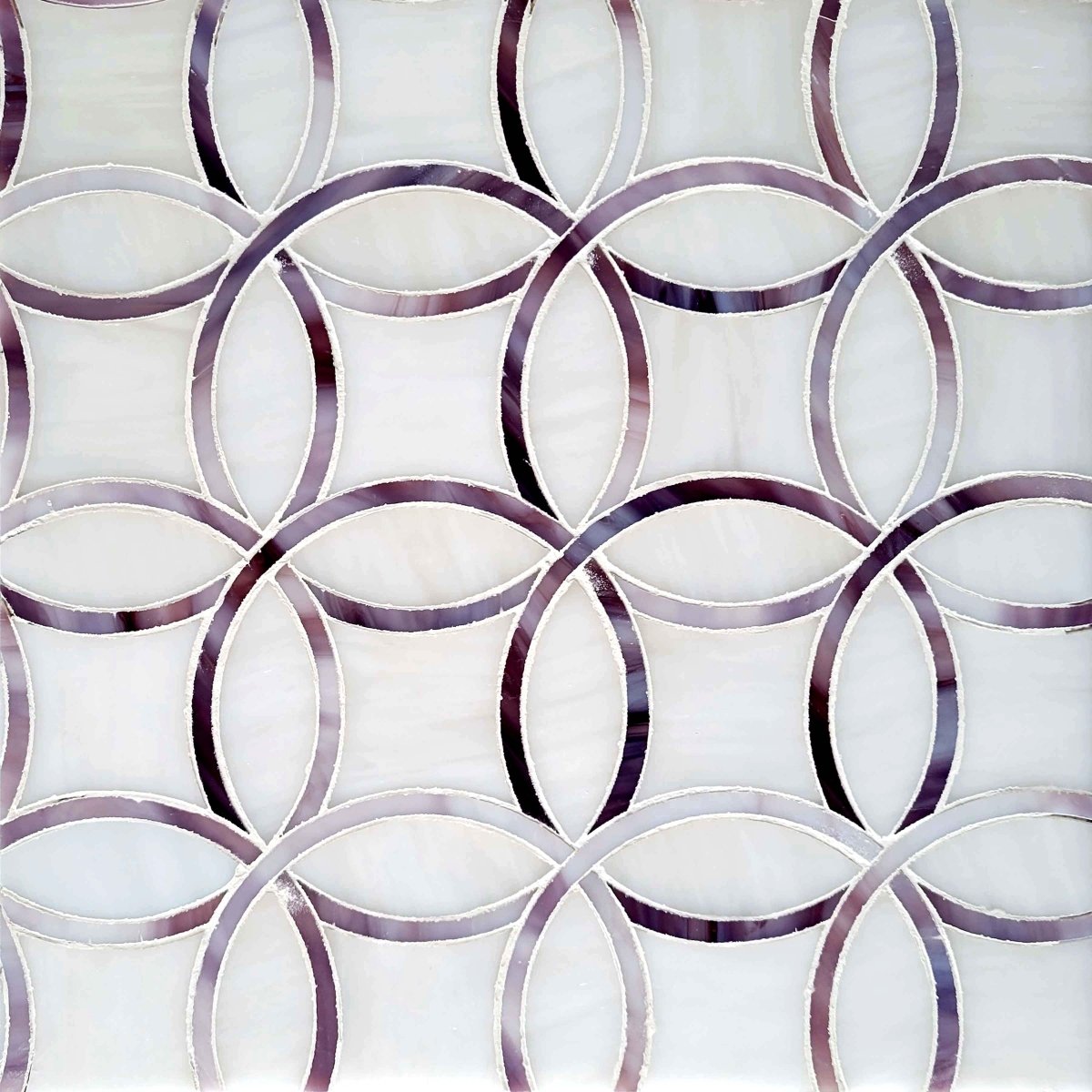 Willow Circle Lava Glass Waterjet Mosaic